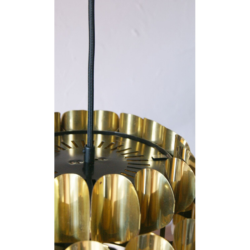 Vintage brass pendant lamp by H. Zender for Temde, 1970s