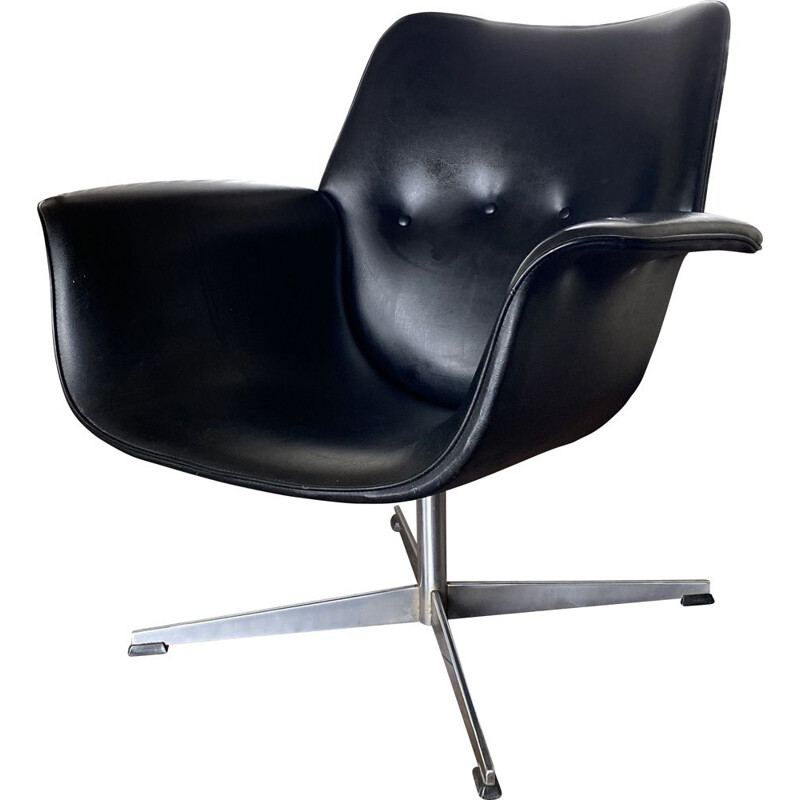 Poltrona scandinava vintage nera, 1960