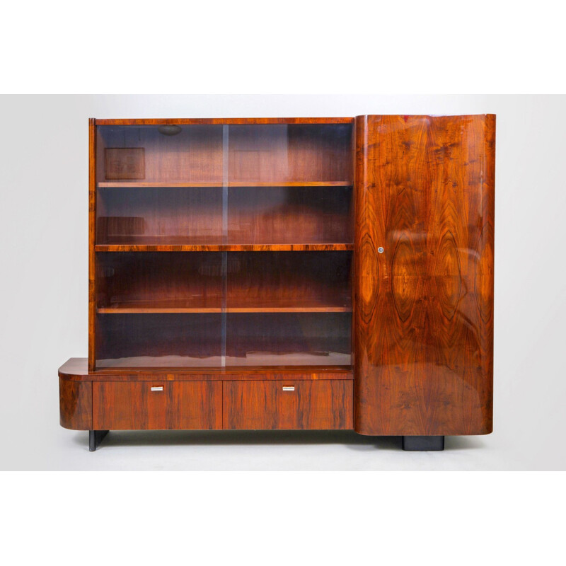 Vintage walnut bookcase by Halabala for Up Závody, 1930