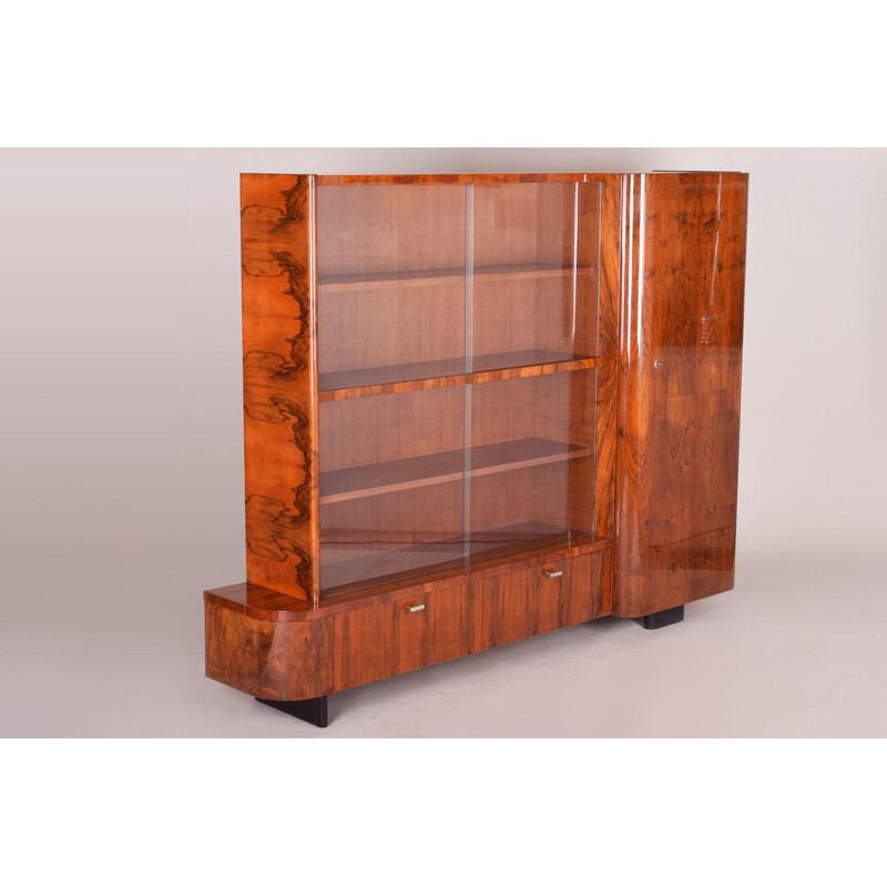 Vintage walnut bookcase by Halabala for Up Závody, 1930