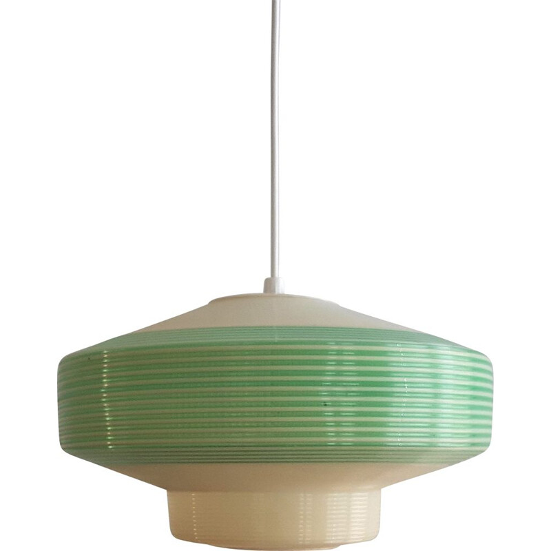 Vintage white and green pendant lamp for Rotaflex, 1960s