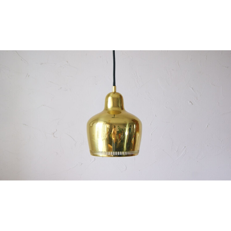 Lampada a sospensione d'epoca in ottone "Golden Bell" di Alvar Aalto per Artek, 1937