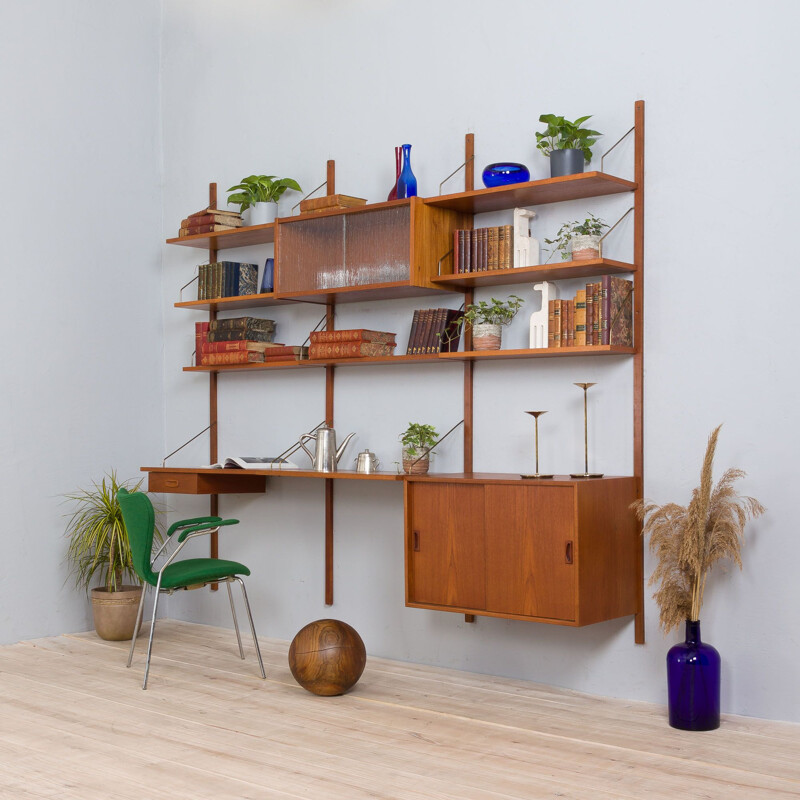 Danish mid century home office wall unit, 1960s