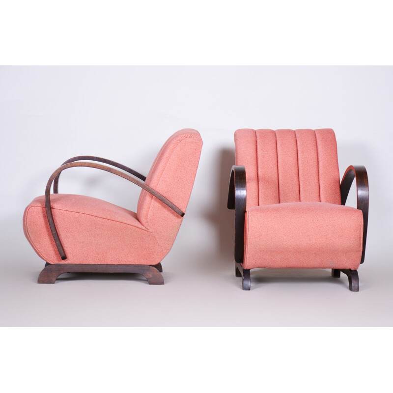 Paire de fauteuils Art déco roses vintage, 1930