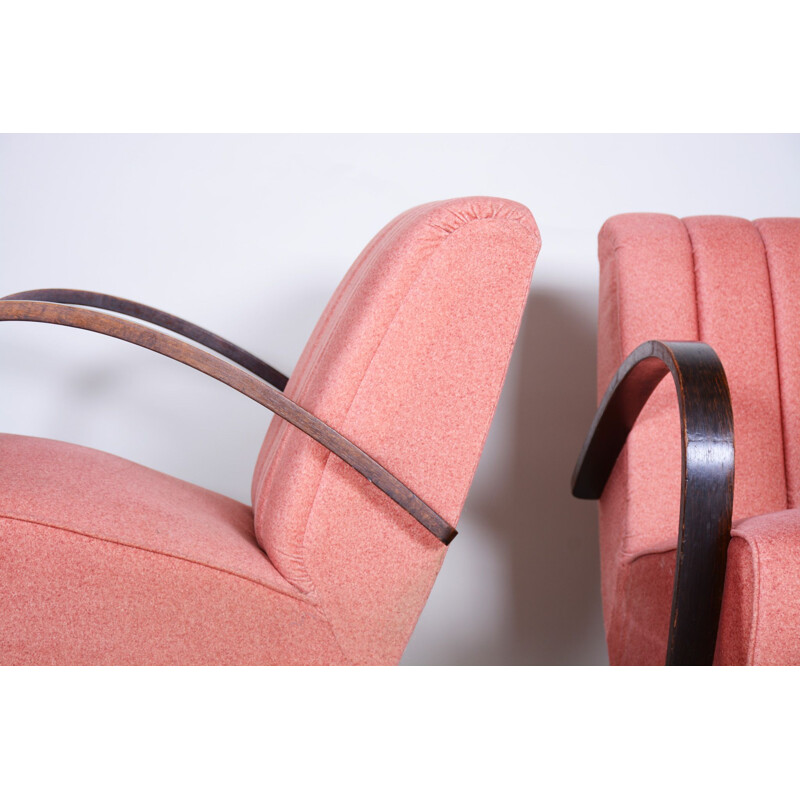 Pair of vintage pink Art Deco armchairs, 1930s