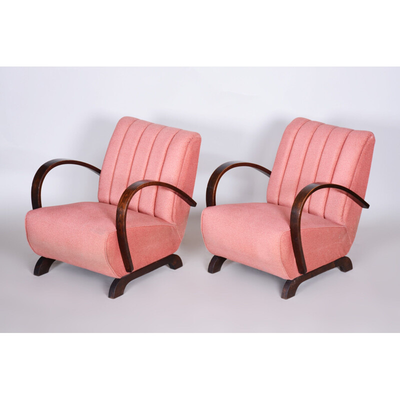 Paire de fauteuils Art déco roses vintage, 1930