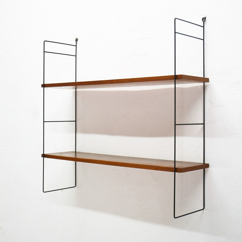 Wall-mounted shelf in walnut - 1960s