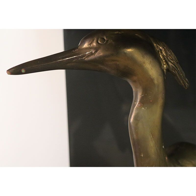 Vintage console in lacquered wood and brass herons, 1970