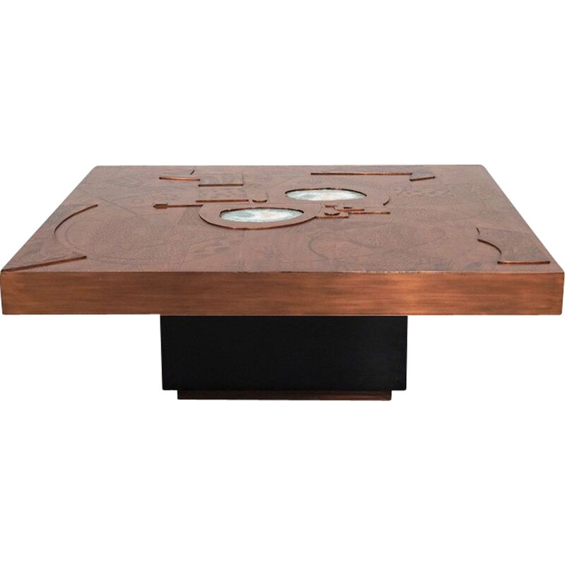 Copper vintage coffee table by Felix de Boussy for Studio Belgali