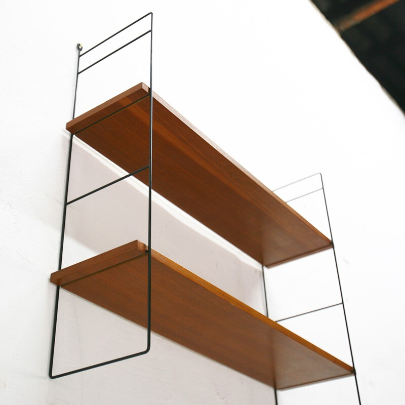 Wall-mounted shelf in walnut - 1960s