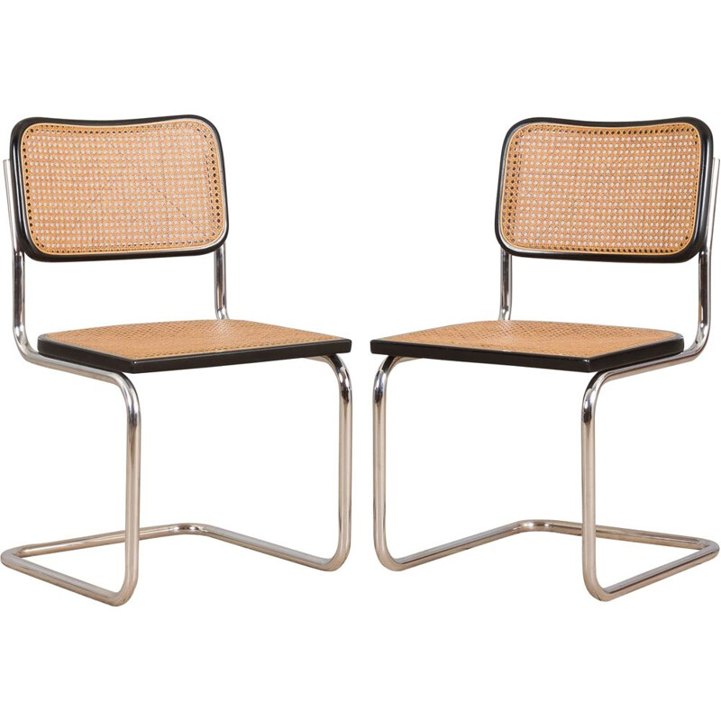 Pair of vintage black Cesca chairs by Marcel Breuer, Italy 1970s