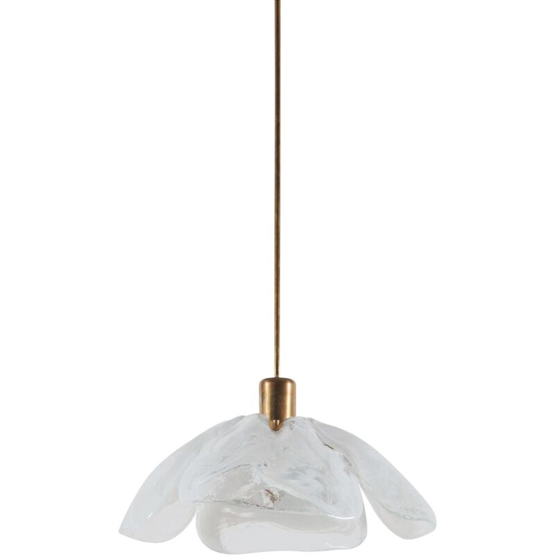 Vintage ice glass pendant lamp by J.T. Kalmar for Kalmar, 1970s