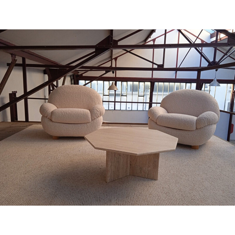 Vintage travertine table, 1970