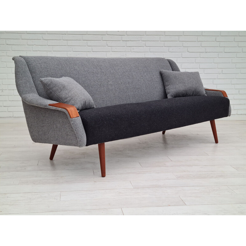 Danish vintage sofa in furniture wool and teak, 1970s