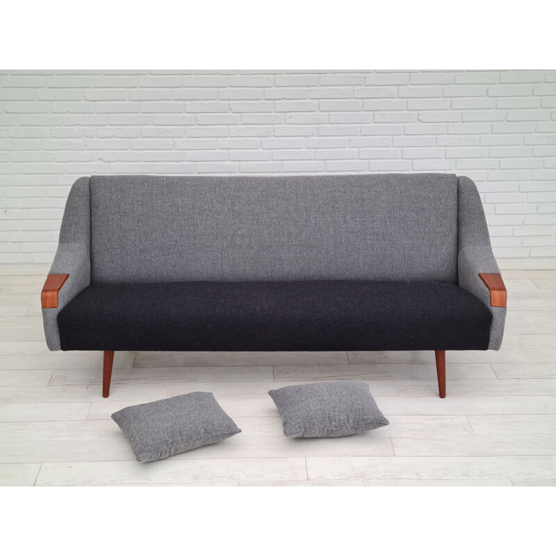 Danish vintage sofa in furniture wool and teak, 1970s