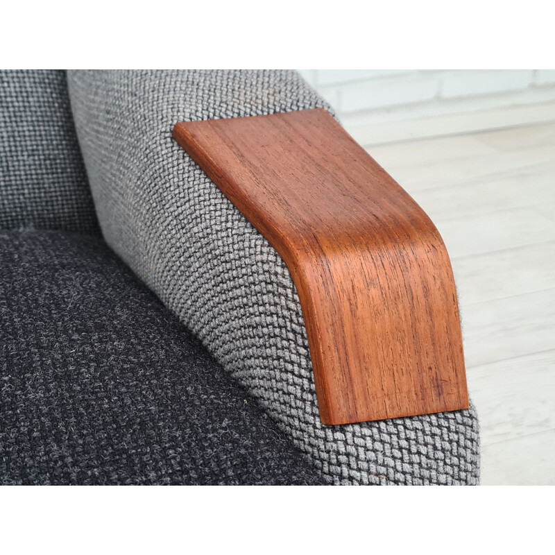 Danish vintage sofa in furniture wool and teak, 1970s