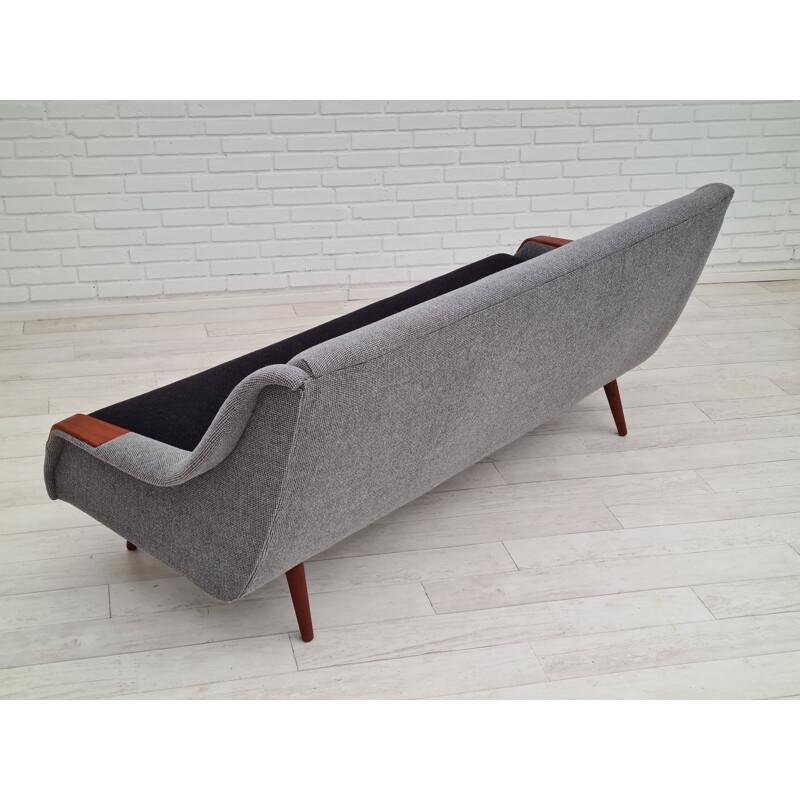 Danish vintage sofa in furniture wool and teak, 1970s