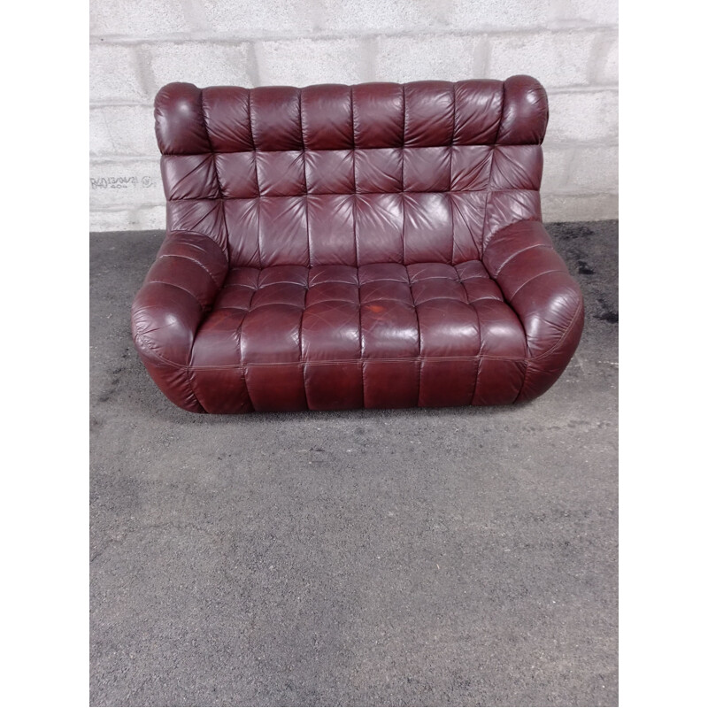 Vintage leather cubist sofa, 1970