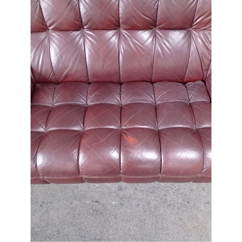 Vintage leather cubist sofa, 1970