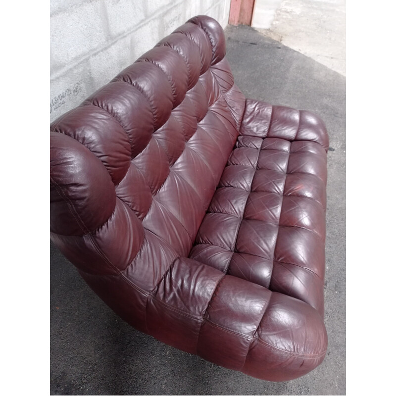 Vintage leather cubist sofa, 1970