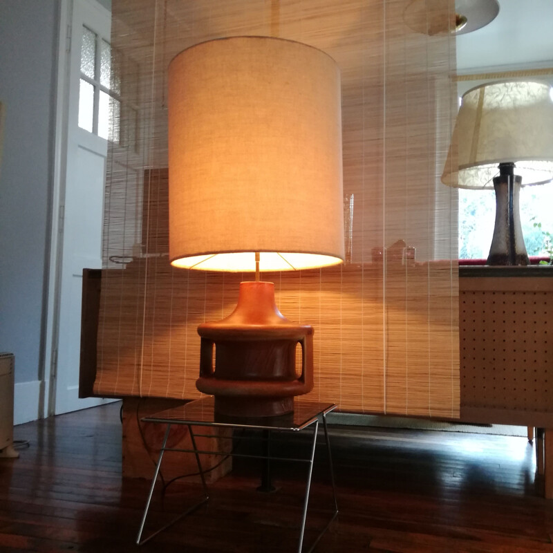 Lampe vintage en plâtre et en tweed