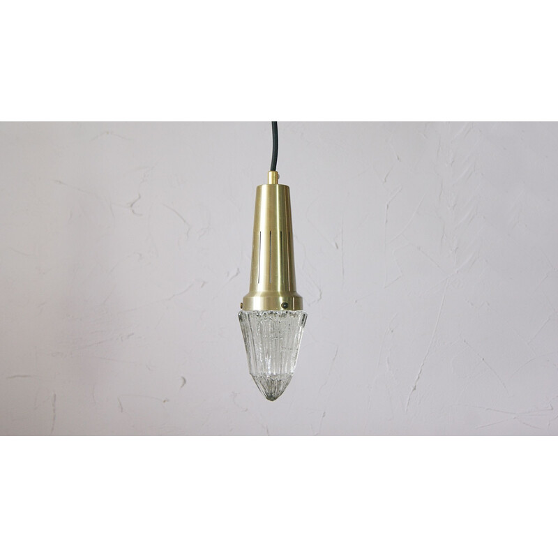 Vintage Icicle hanglamp in aluminium glas en messing van Vitrika, 1960