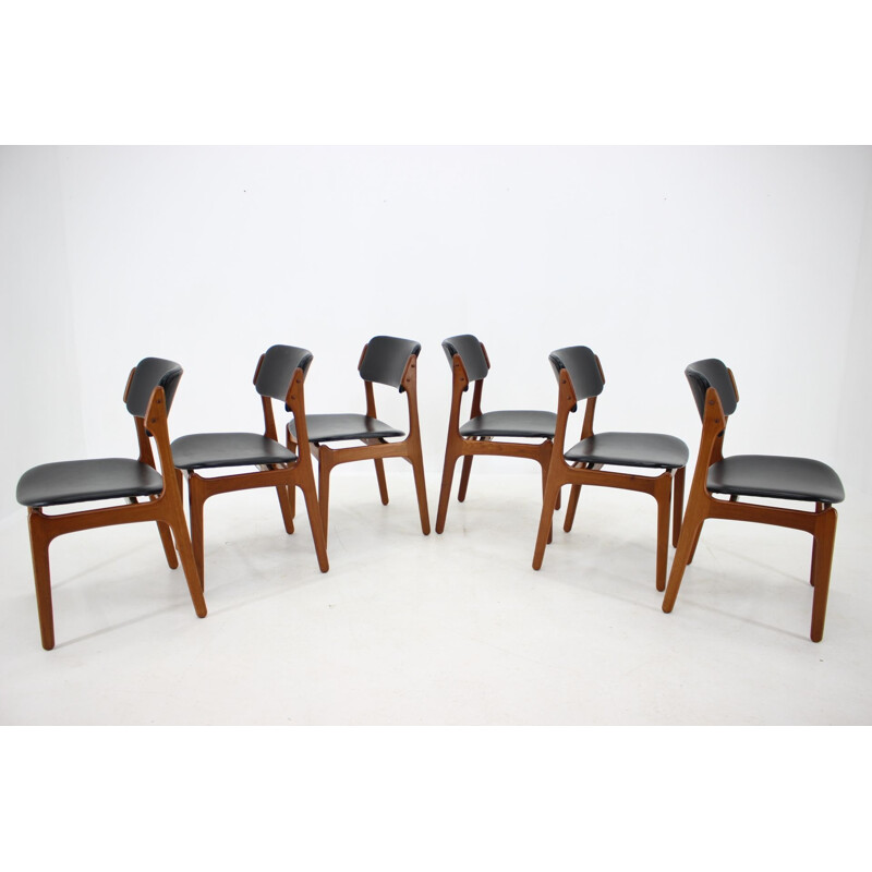 Set van 6 vintage teakhouten stoelen van Erik Buch, 1960