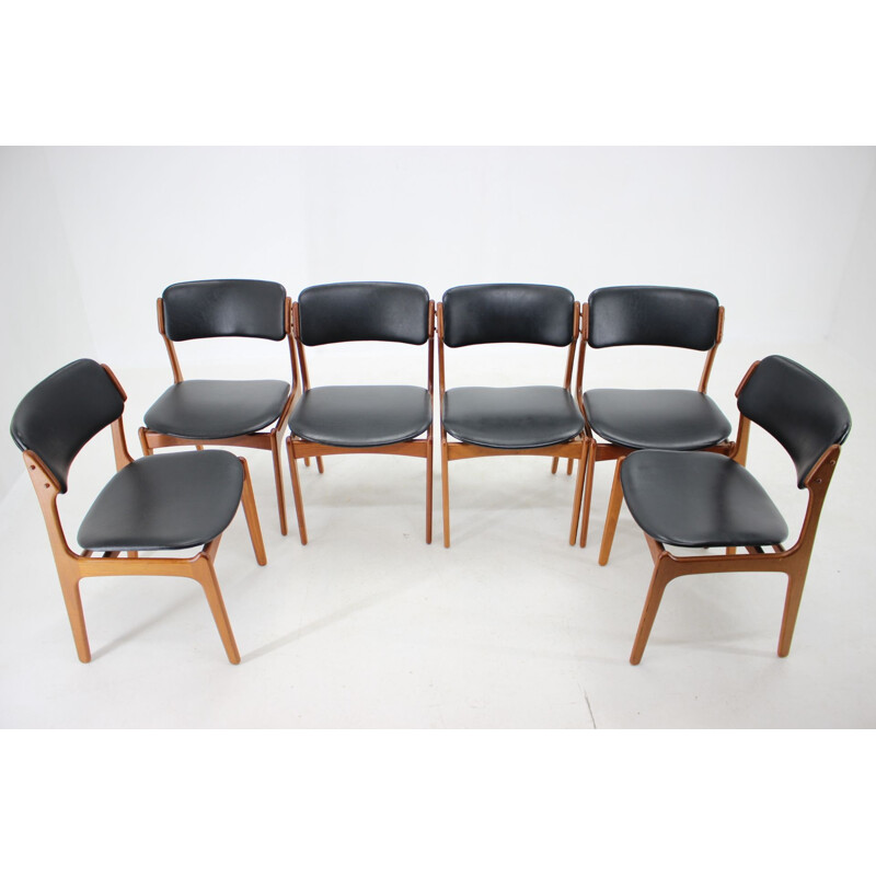 Set van 6 vintage teakhouten stoelen van Erik Buch, 1960