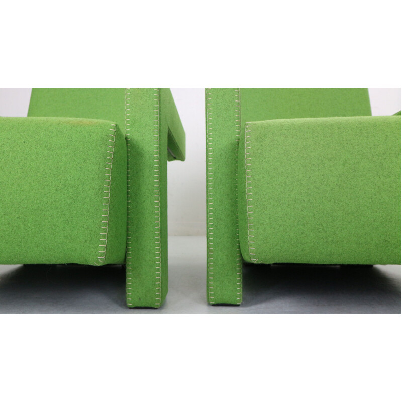 Paire de fauteuils verts vintage par Gerrit Rietveld pour Cassina, 1988