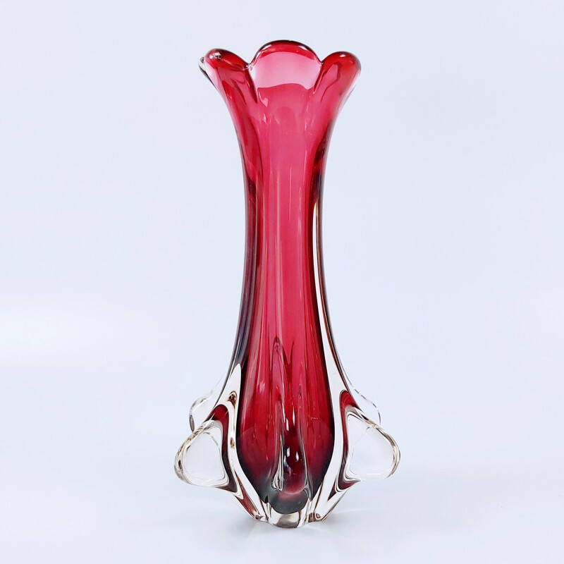 Vase vintage en verre de Murano par Fratelli Toso, Italie 1950