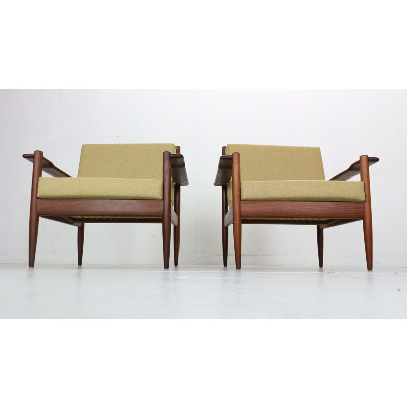 Paar vintage Scandinavische teakhouten fauteuils, Denemarken 1960