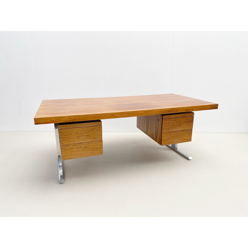 Vintage wooden desk, Italy 1970s