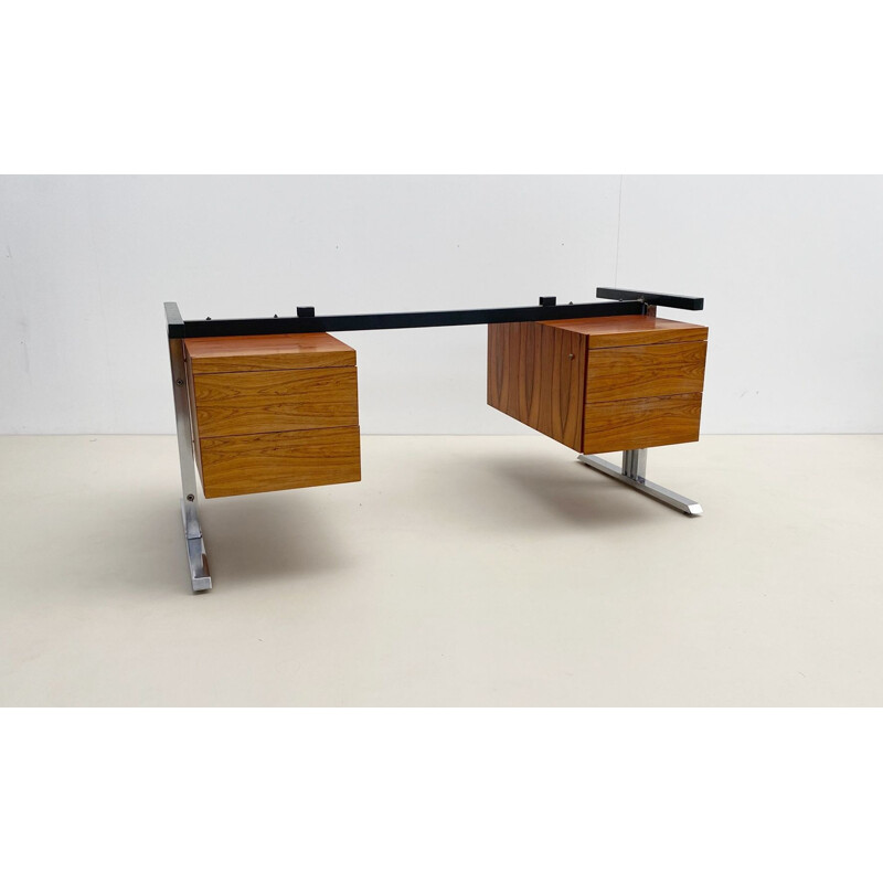 Vintage wooden desk, Italy 1970s