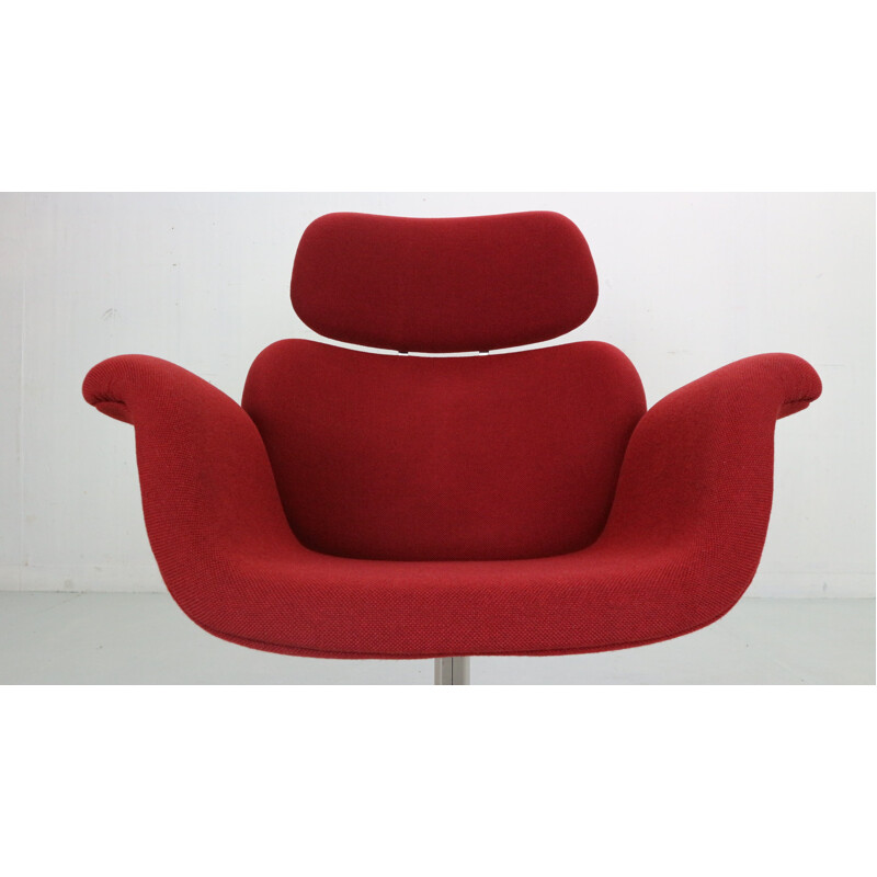 Fauteuil et ottoman vintage rouge de Pierre Paulin, Pays-Bas 1959