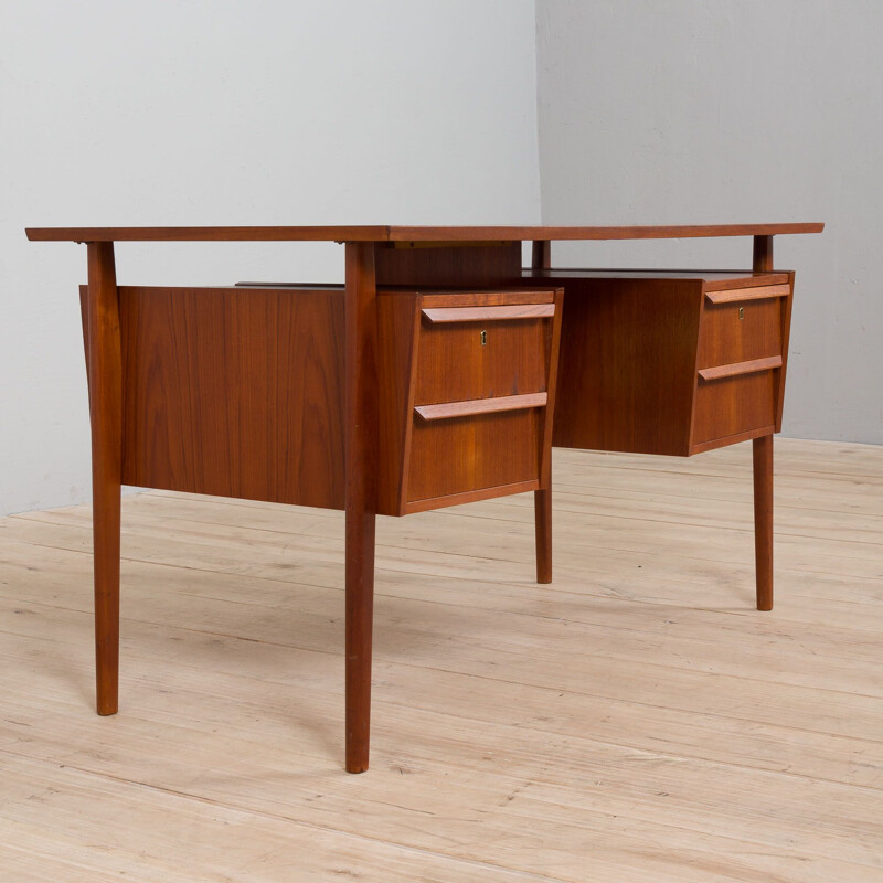 Vintage teak desk with 4 drawers, Denmark 1960s