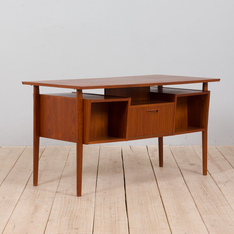 Bureau vintage en teck avec 4 tiroirs, Danemark 1960