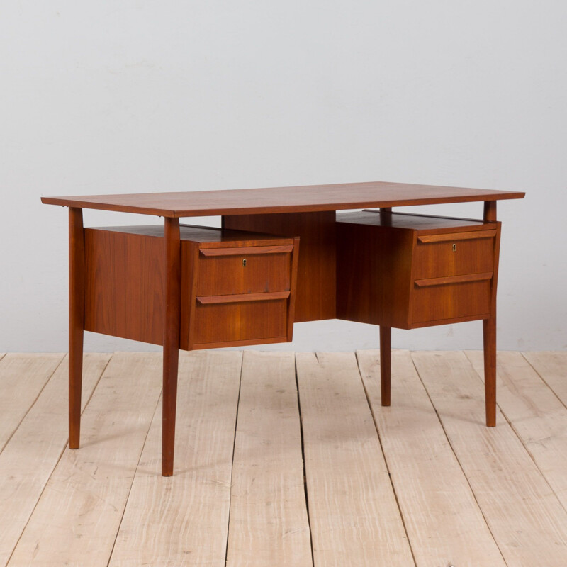 Vintage teak desk with 4 drawers, Denmark 1960s