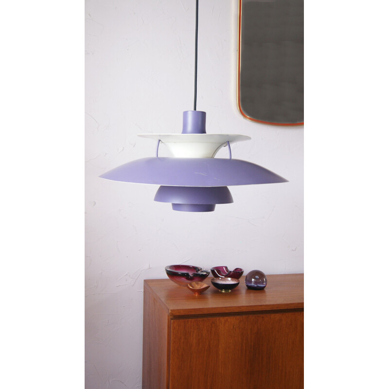 Vintage purple Ph5 pendant lamp by Poul Henningsen for Louis Poulsen
