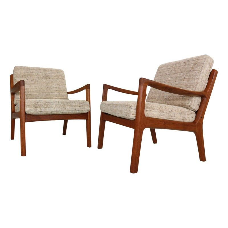 Pair of vintage teak lounge chairs by Ole Wanscher for France & Søn, Denmark 1956s