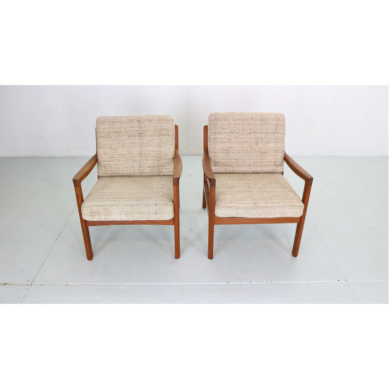 Pair of vintage teak lounge chairs by Ole Wanscher for France & Søn, Denmark 1956s