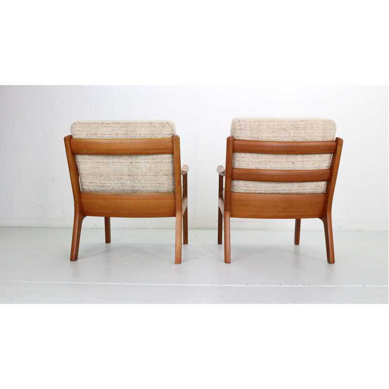 Pair of vintage teak lounge chairs by Ole Wanscher for France & Søn, Denmark 1956s