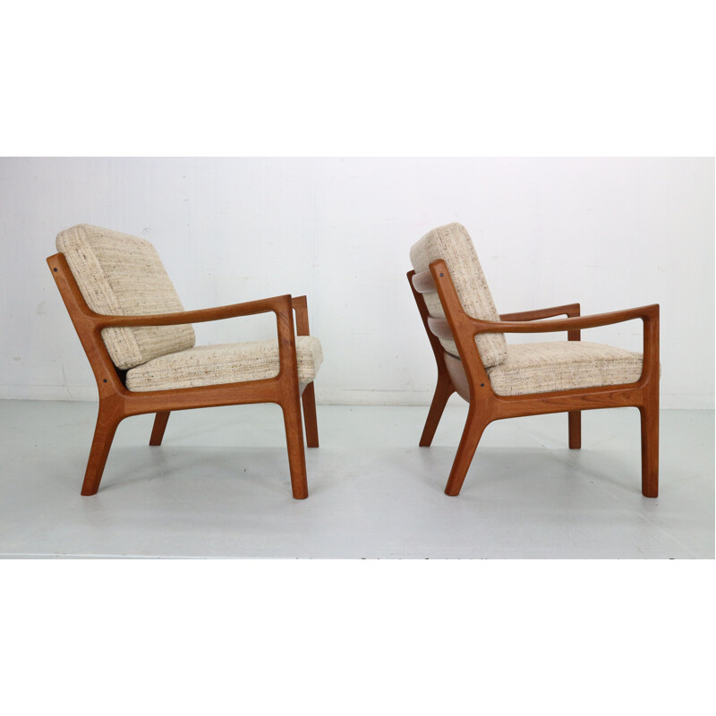 Pair of vintage teak lounge chairs by Ole Wanscher for France & Søn, Denmark 1956s