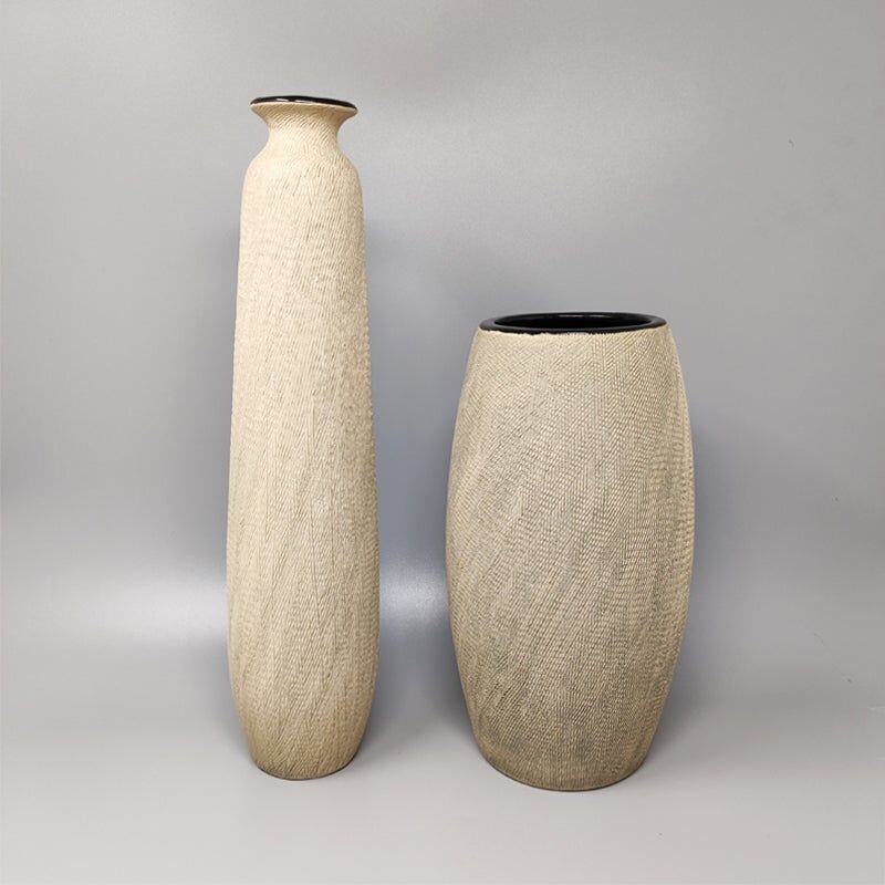 Paire de vases vintage en céramique de Deruta, Italie 1970