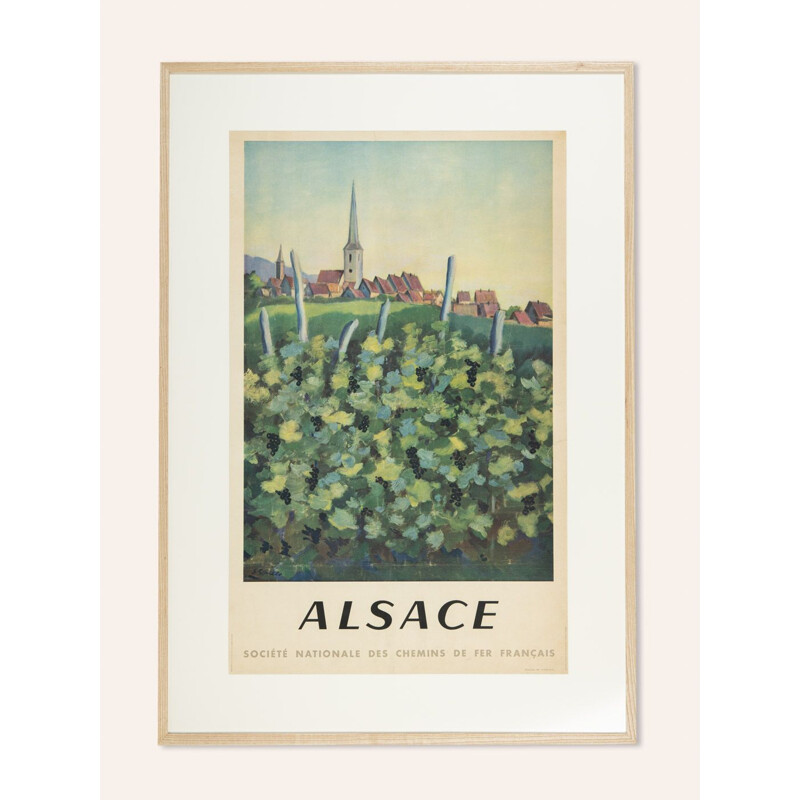 Affiche de voyage vintage d' Eduardo Garcia Benito pour Sncf, Alsace 1946