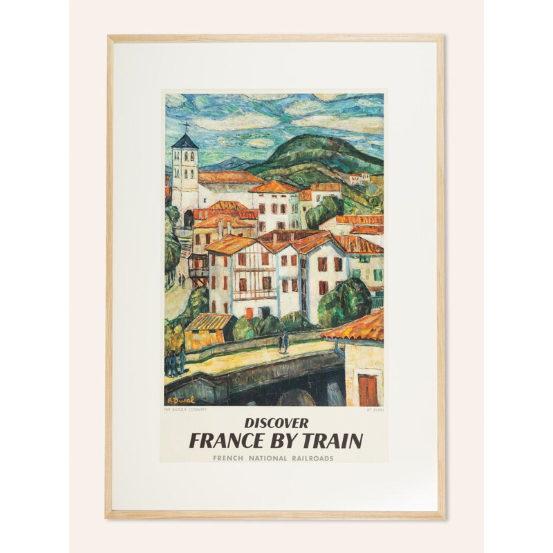 Vintage-Reiseplakat "Das Baskenland" von Auguste Durel für Sncf, Frankreich 1958