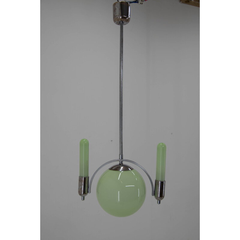 Single green "Art Deco" vintage pendant lamp, 1930s