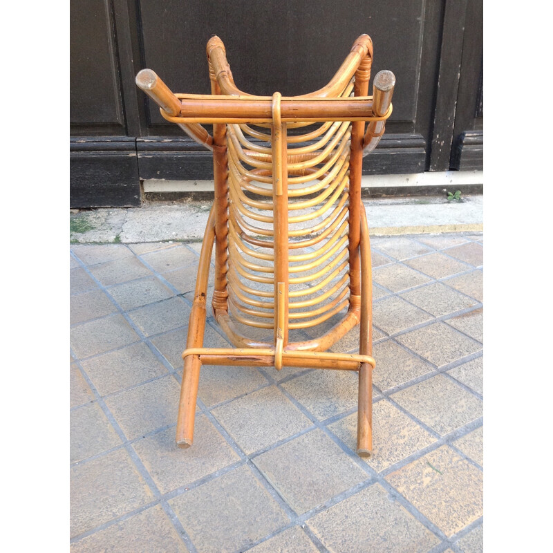 Large magazine rack in rattan - 1960s