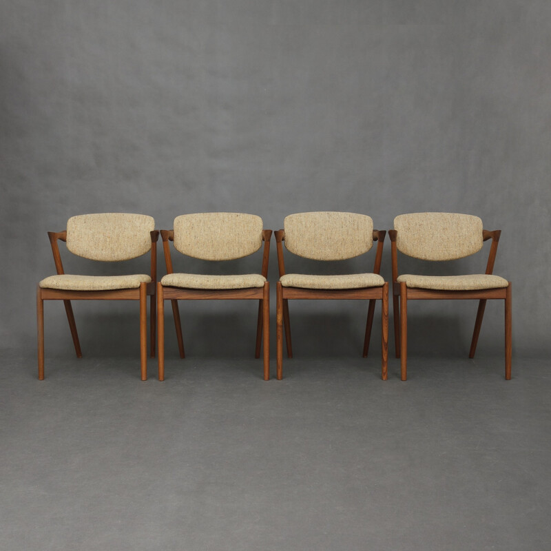 Suite de 4 chaises danoises, Kai KRISTIANSEN - 1957