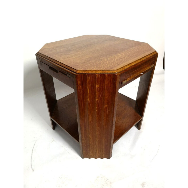 Vintage cubic teak side table, 1970s