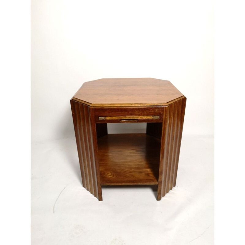 Vintage cubic teak side table, 1970s